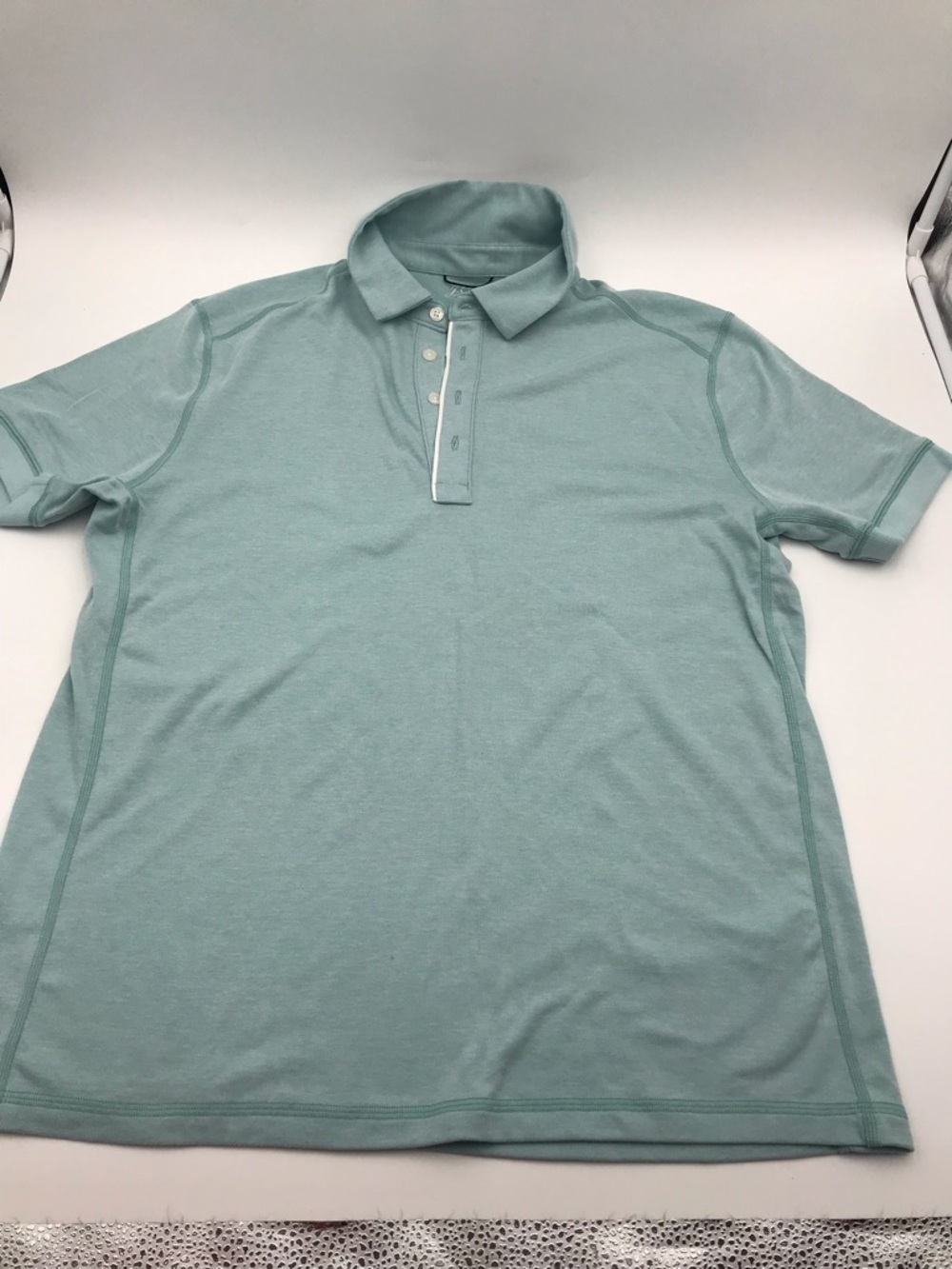 Men's Light Teal Polo Shirt "Knit Goods" - Classic Look, M